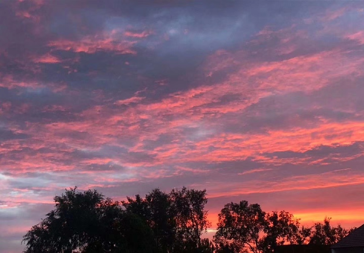 晚风轻踩着云朵夕阳深处有一家粉红色的便利店贩卖着粉色与温柔