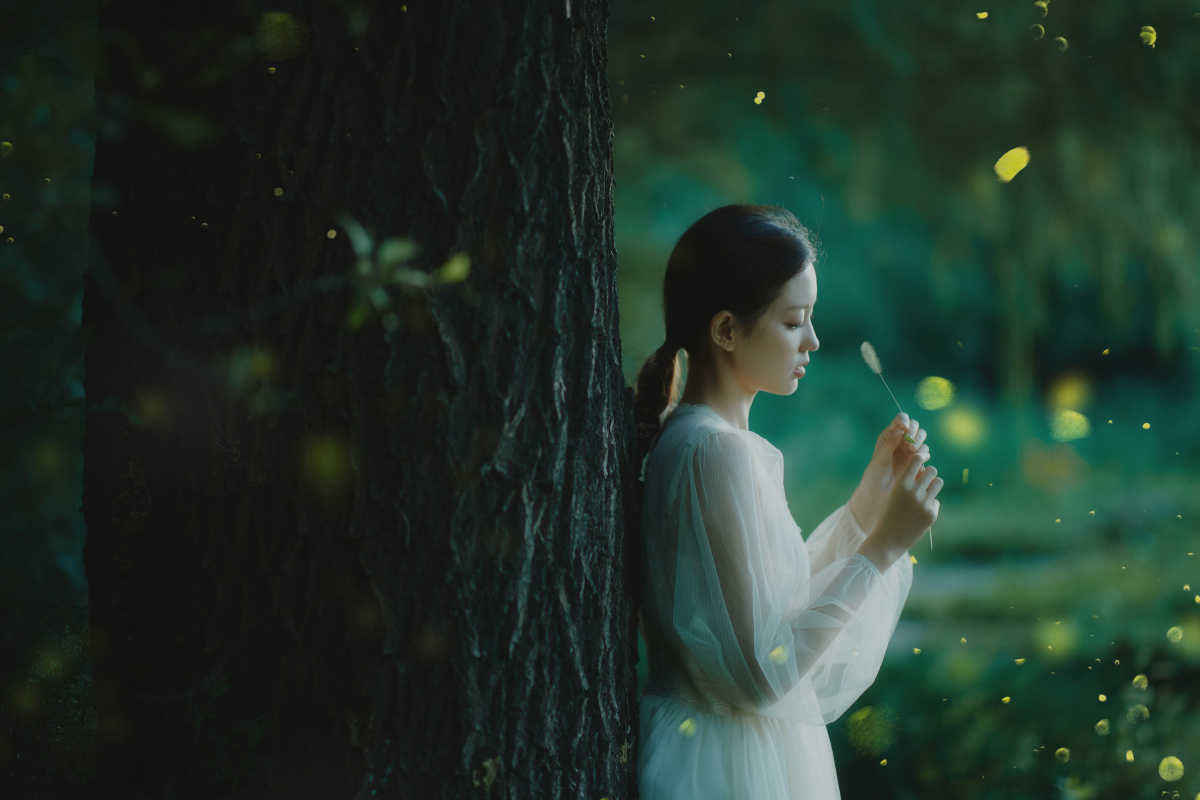夜景萤火虫少女写真
