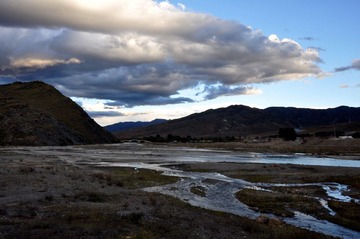 日落时分山川河流----稻城