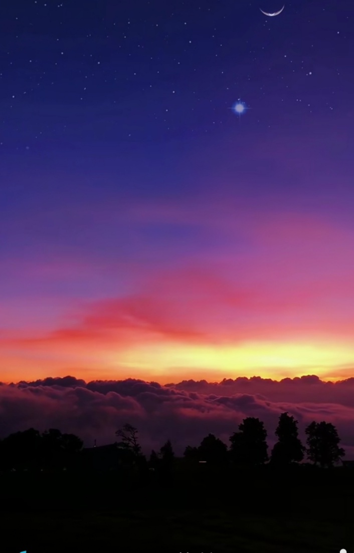 夕阳落日霞云海运紫红天空海上段红强