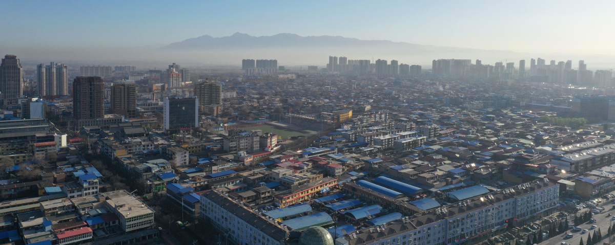 俯瞰洪洞县城一角