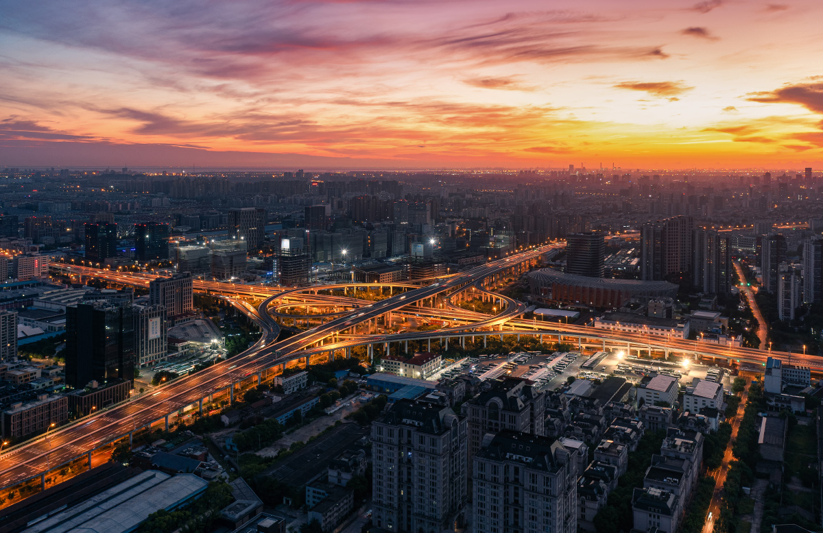 中环共和新路汶水路立交日出