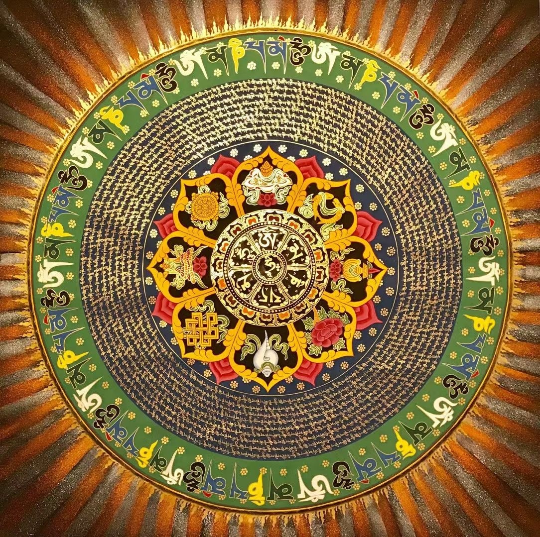 【收藏级坛城】皇家御用《四方金龙》六字真言坛城.