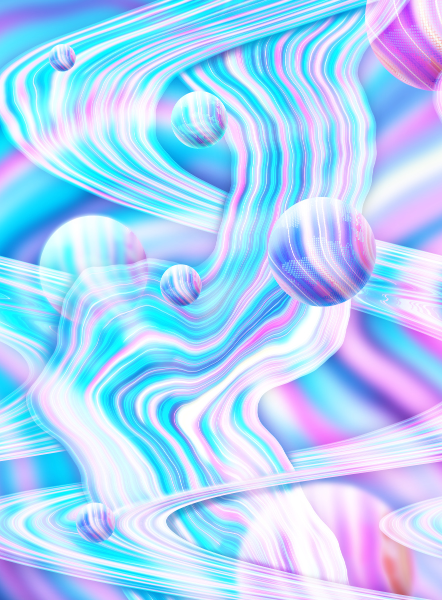 糖果色梦幻快乐星球背景壁纸