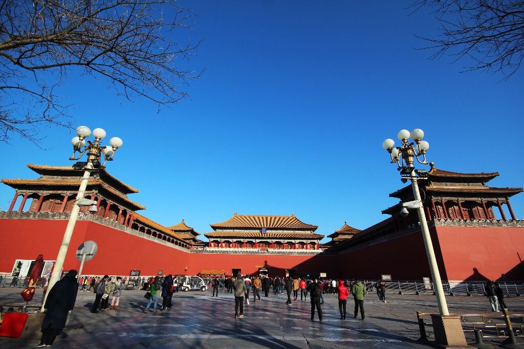 午门、天气不错，手已冻残<br />
