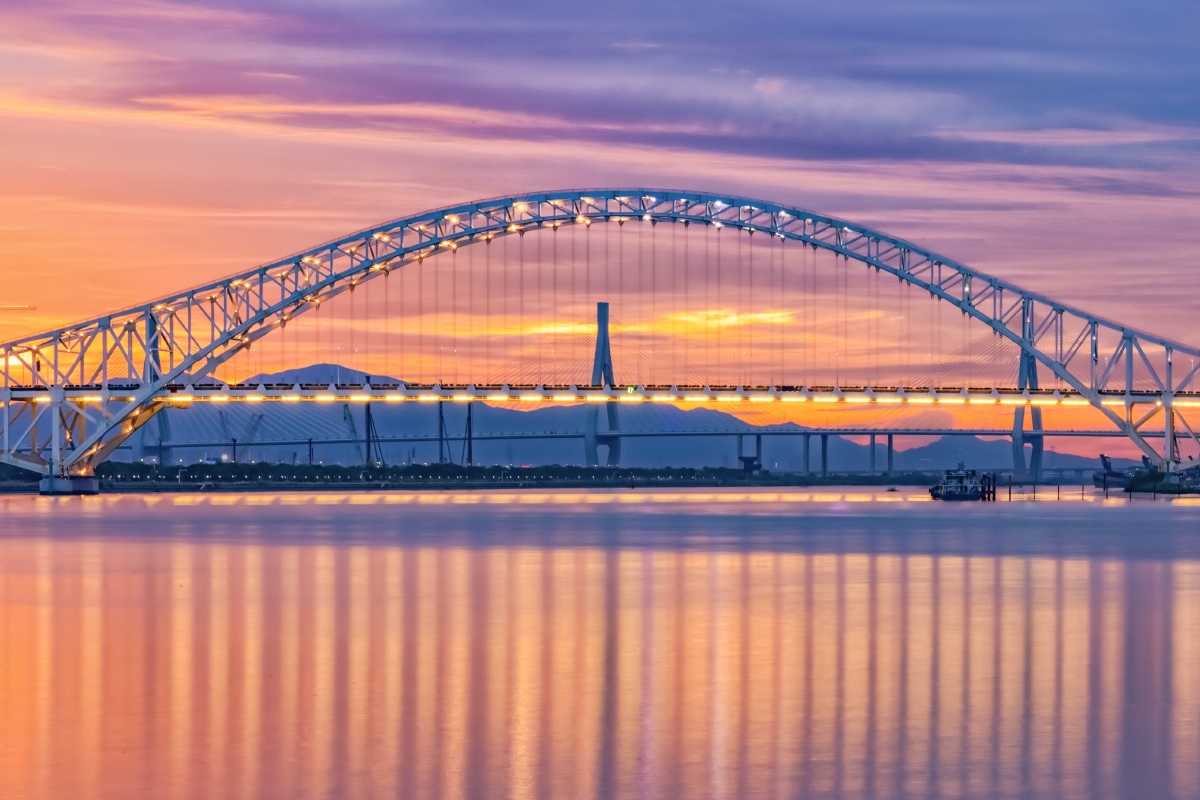 夕阳下的横琴二桥