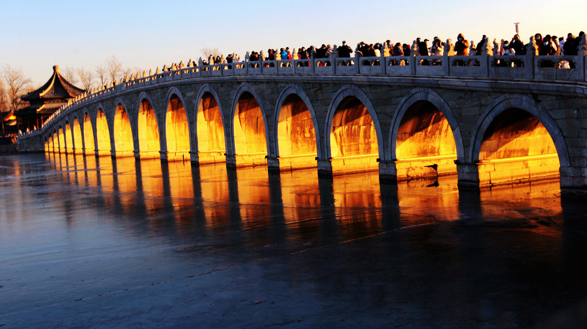 北京金光穿洞颐和园十七孔桥