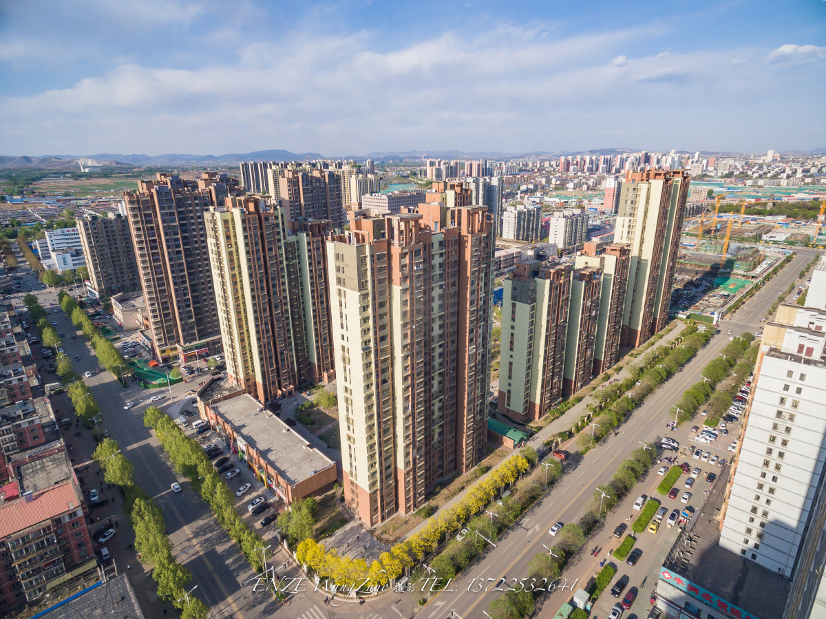 城市鸟瞰小区鸟瞰城市俯视唐山丰润