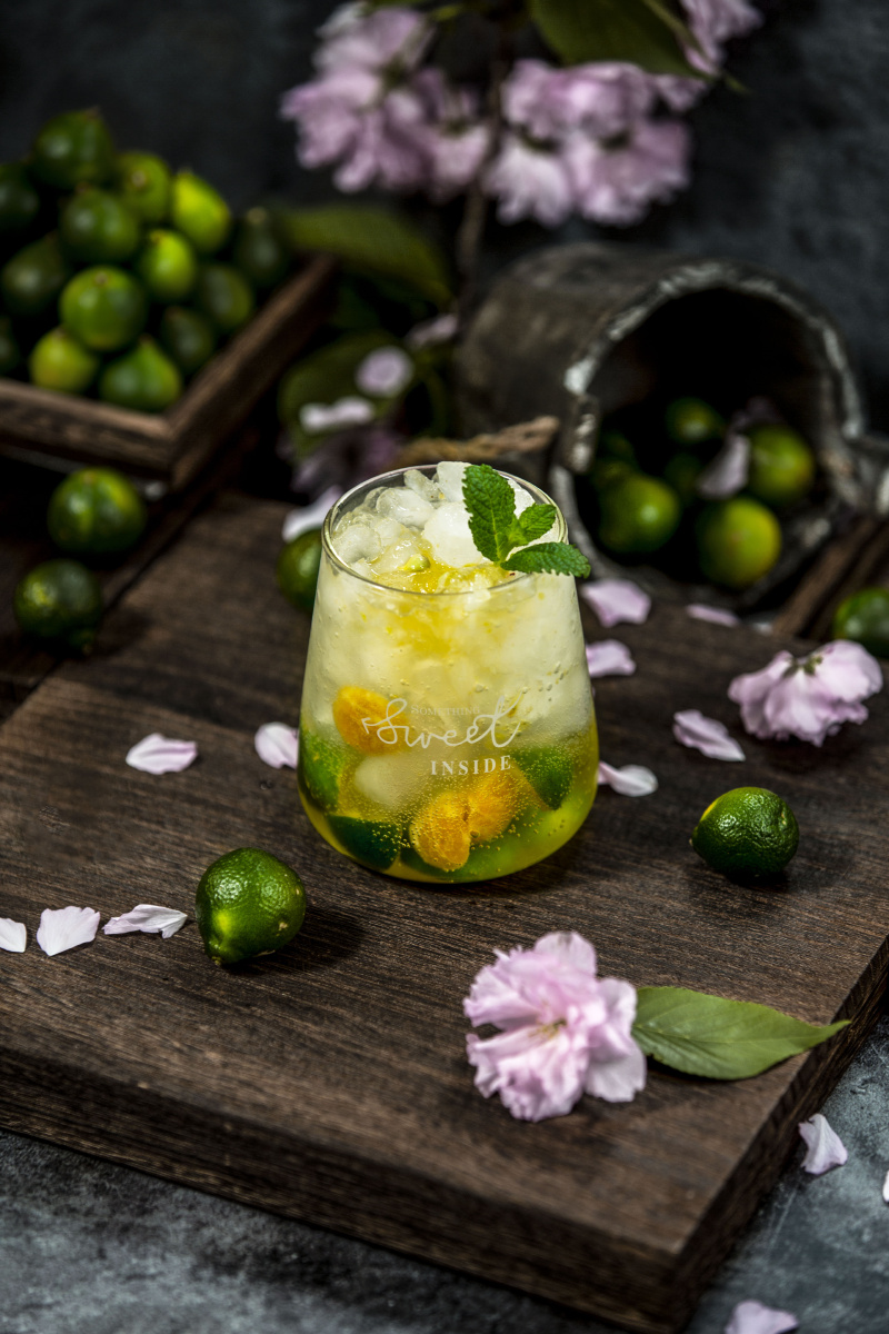 铛铛铛铛～92金桔柠檬气泡水93 配方95 小金桔 青柠檬 冰块