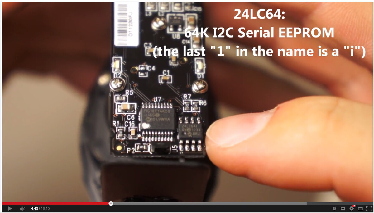 24lc64 存储芯片。 保存传感器的特性文件啥的。   用i2c协议和单片机通讯。