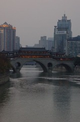 暮色廊桥， 成都