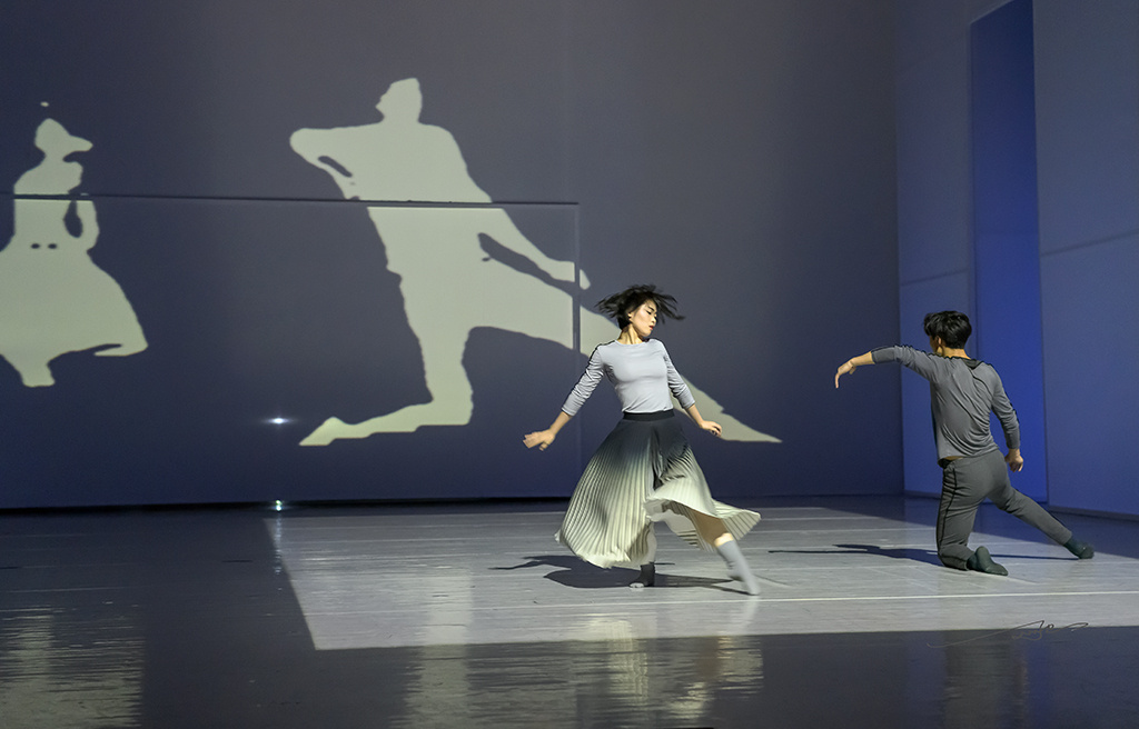 影子与舞者这是一场舞者和光影进行时空交融的表演舞