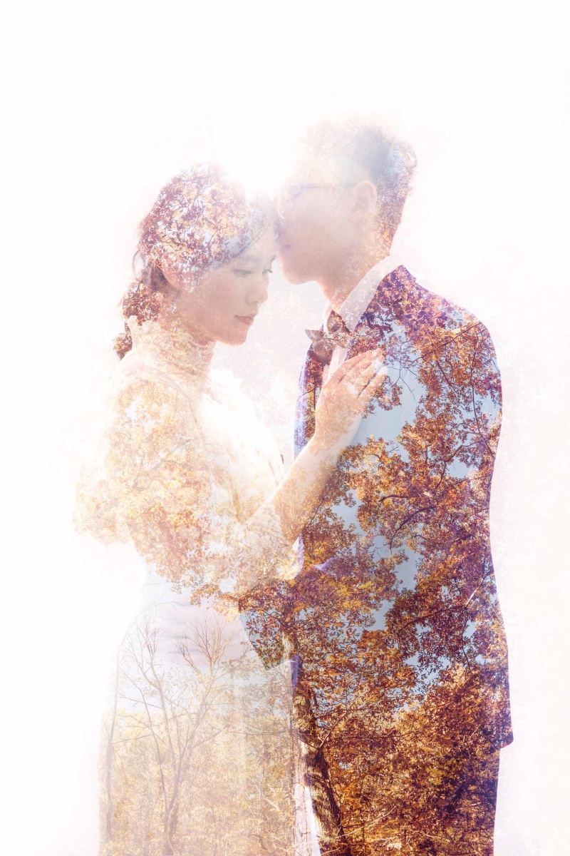 说要拍婚纱照,一言集合,立刻给她他们来个双重曝光.