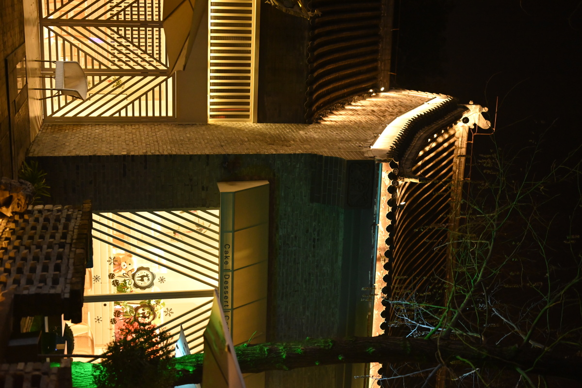 半边街夜景一条只有半边有商铺的步行街所以叫半边街尽头是大蜀山入口