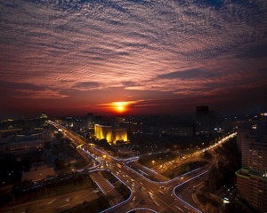 《建国门桥的晚霞》