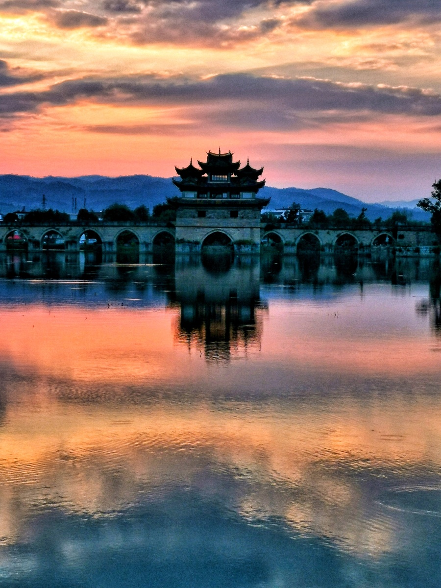 建水双龙桥日落