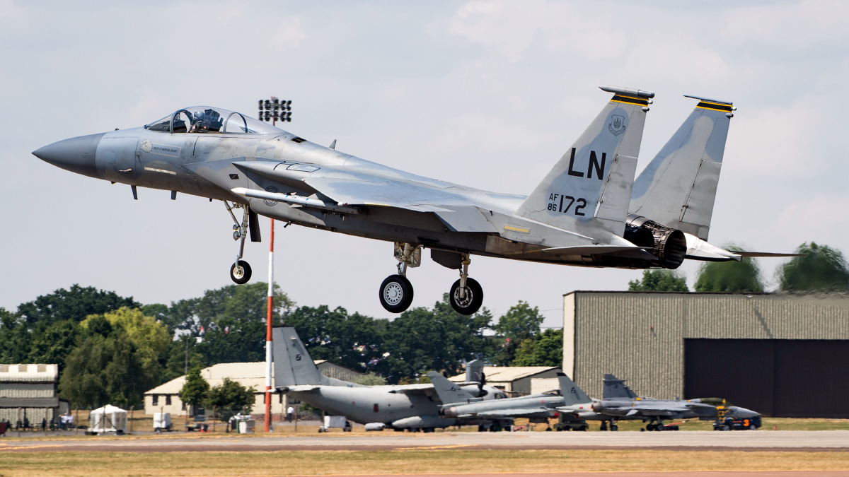 f-15c 战斗机 驻英美国空军 2018年纹身会资料图