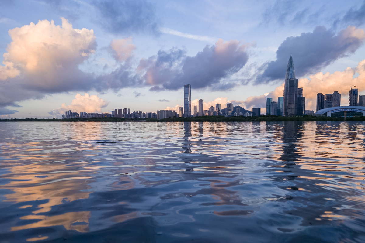 早晨的深圳湾公园天气极好空气很通透