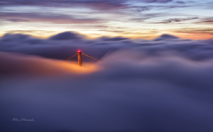 金门大桥的云和雾
