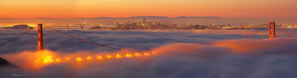 云中的城市<br />
旧金山是我心中一个非常浪漫的城市，需要慢慢去体会的城市。 <br />
这张照片是我今天早上刚刚照的，照的时候一轮满月在我身后，以此照片祝图虫的朋友们中秋快乐！