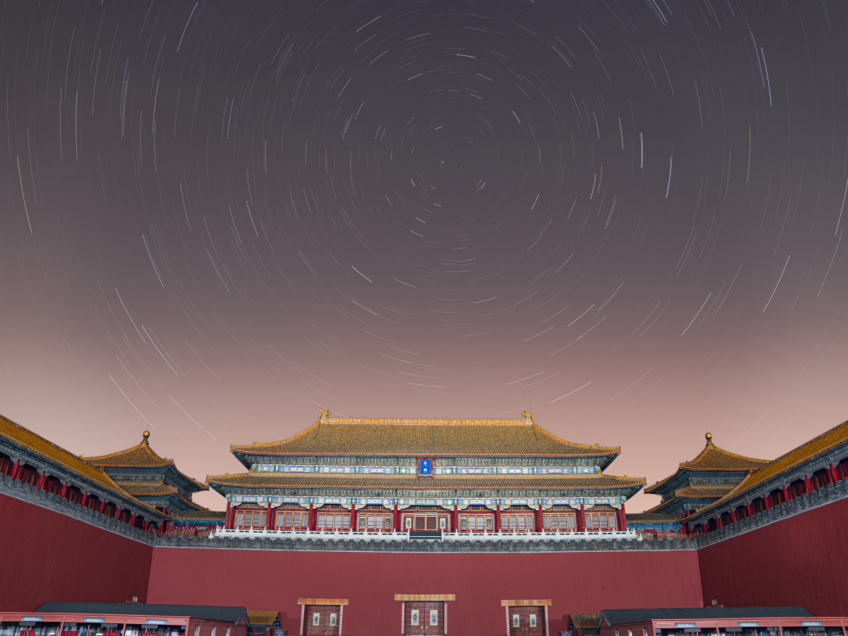 北京故宫午门星轨