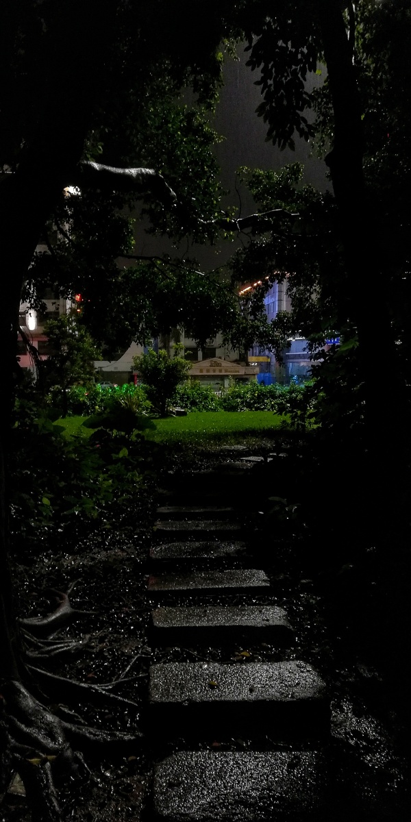 雨夜石径