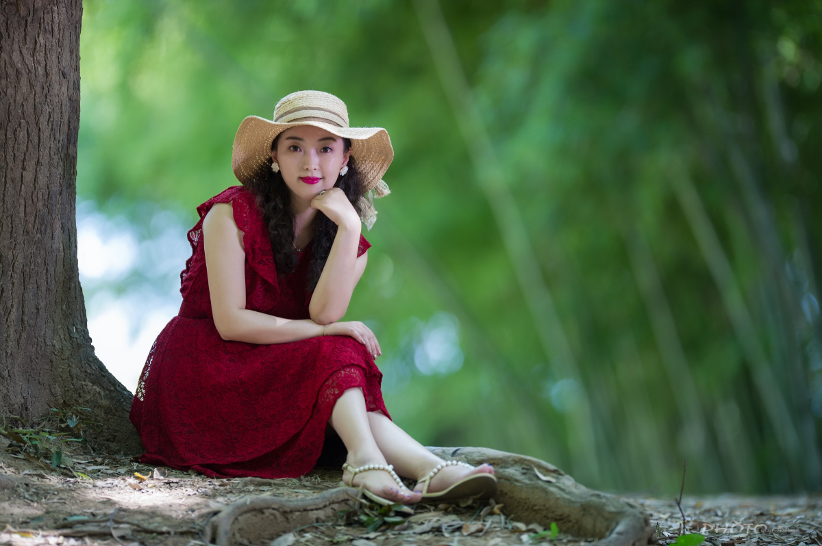 斜雨竹林模特苗苗