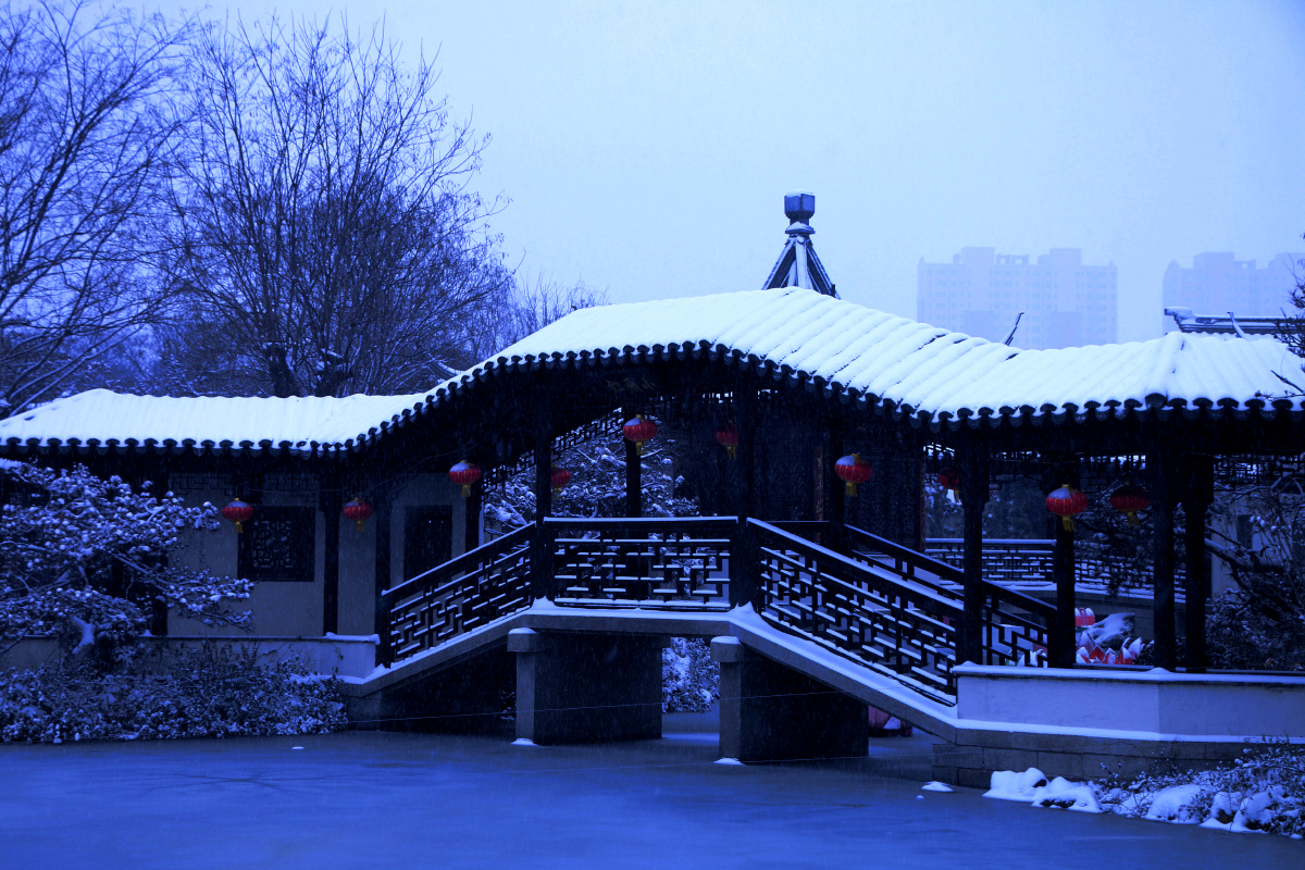 园林雪夜