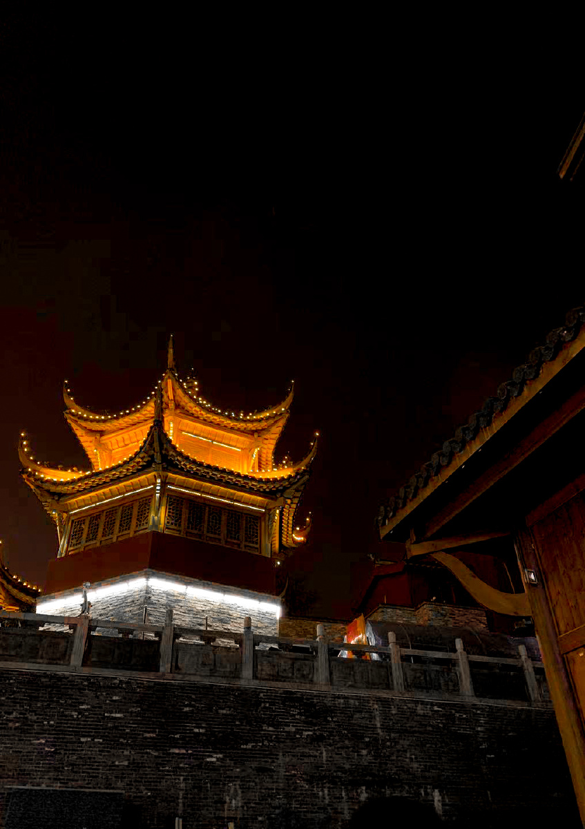 合肥步行街明教寺夜晚晚景新年气象寺庙