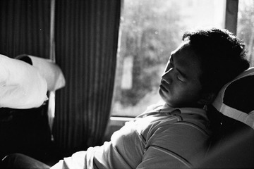 Sleeping on the bus