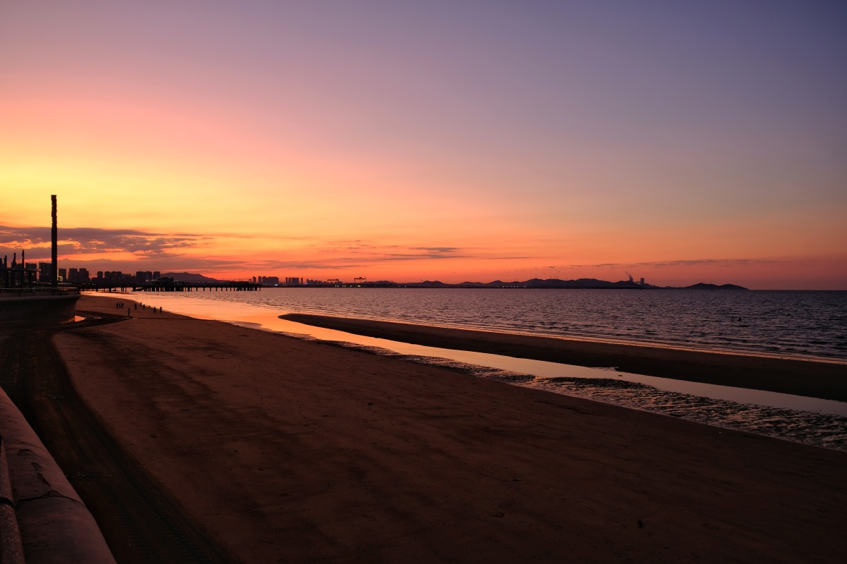 烟台晚霞,@烟台开发区,不知名海滩