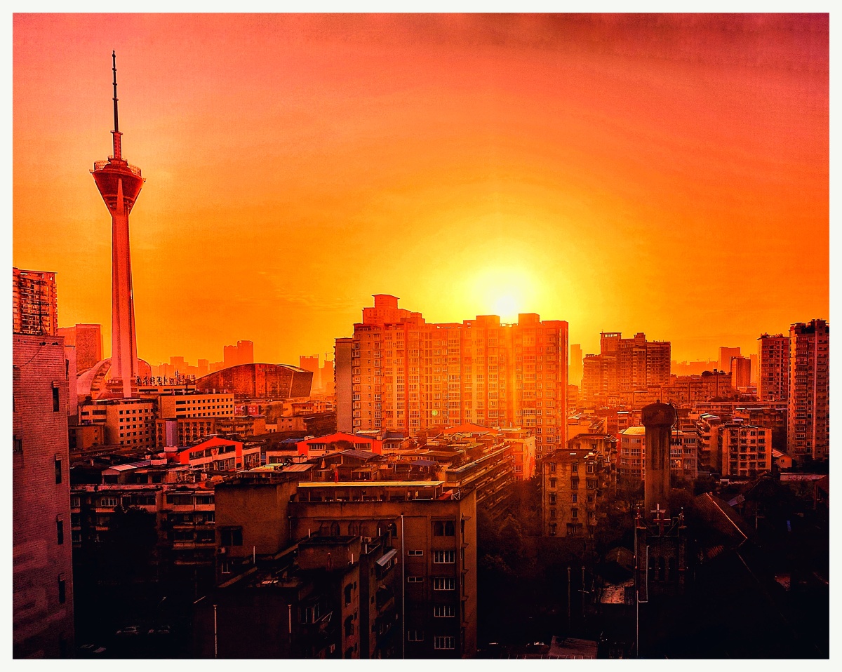 成都早上日出风光!