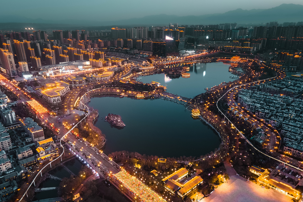 西安曲江南湖w酒店航拍