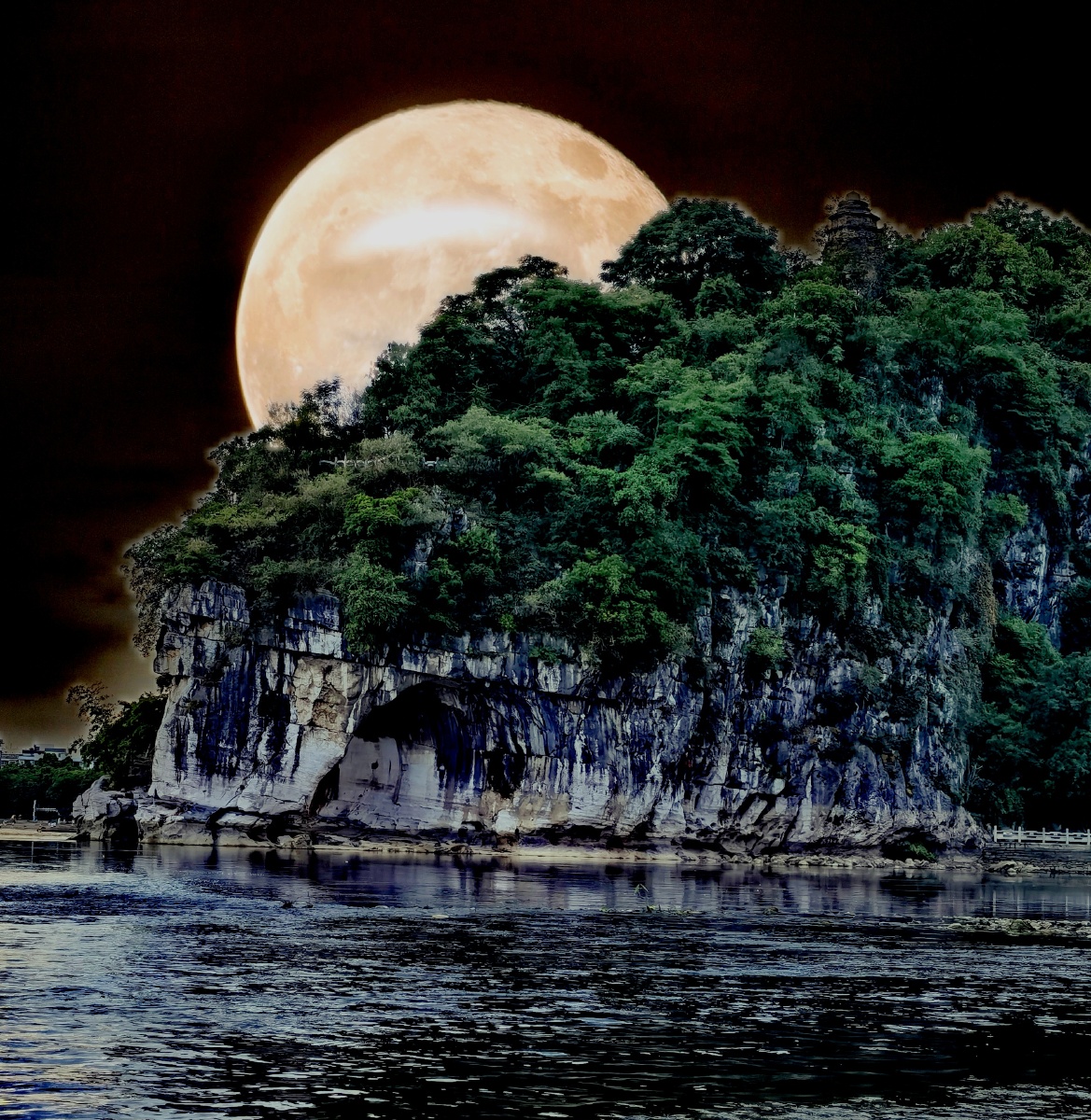 一轮明月象山水月