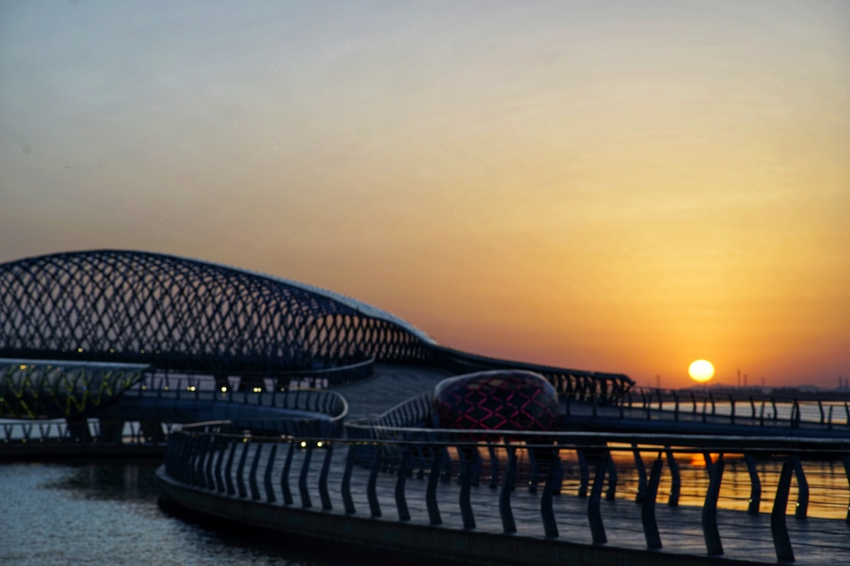 苏州太湖湾阅湖台日落