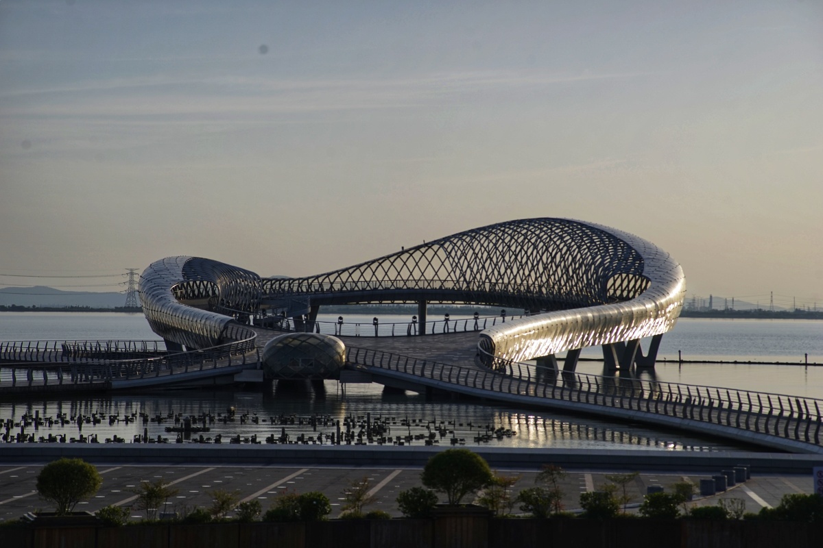 苏州太湖湾阅湖台日落