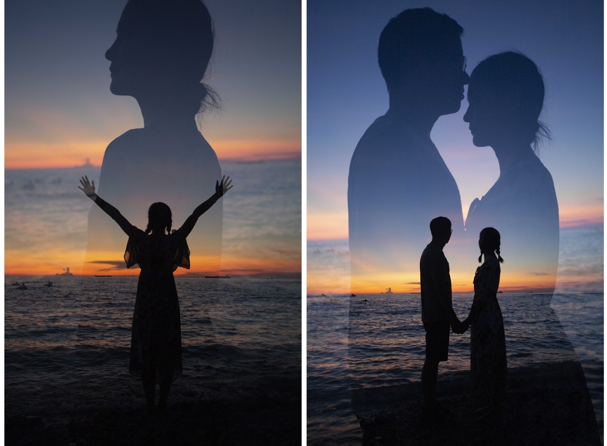 夕阳黄昏剪影双重曝光喜欢吗