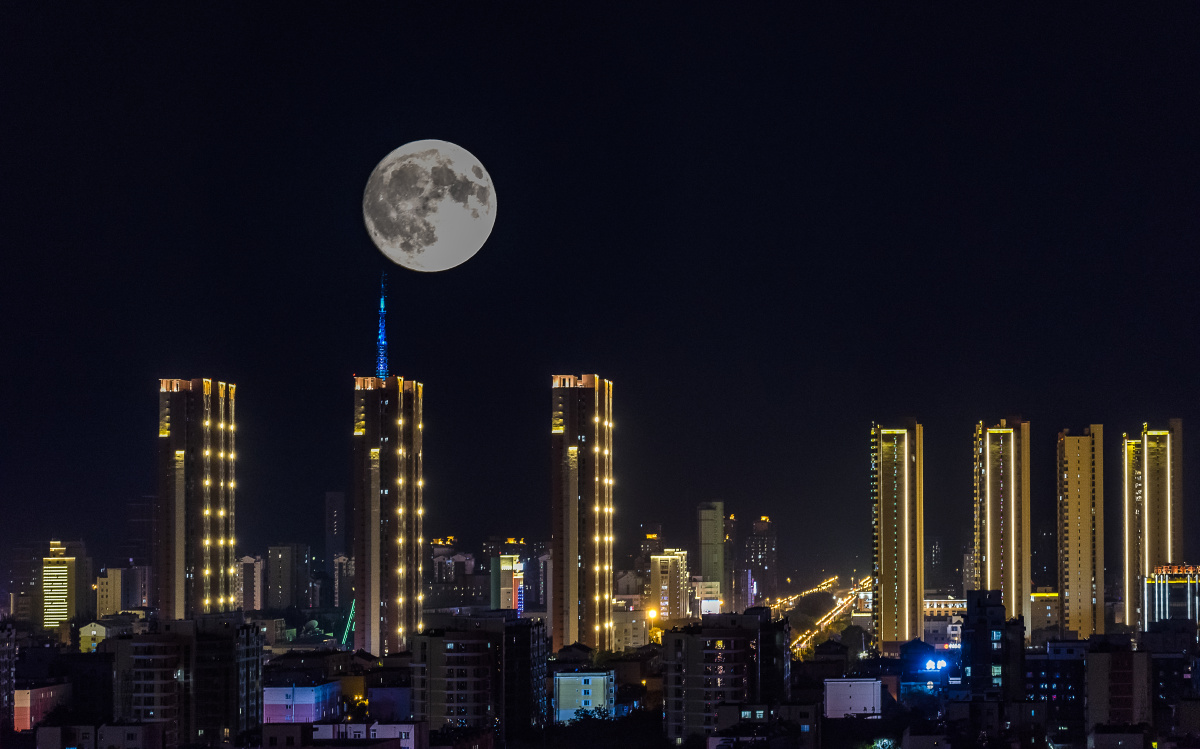 探索分享超级月亮繁华风光城市夜色夜景夜又是一年中秋节还没有人打赏