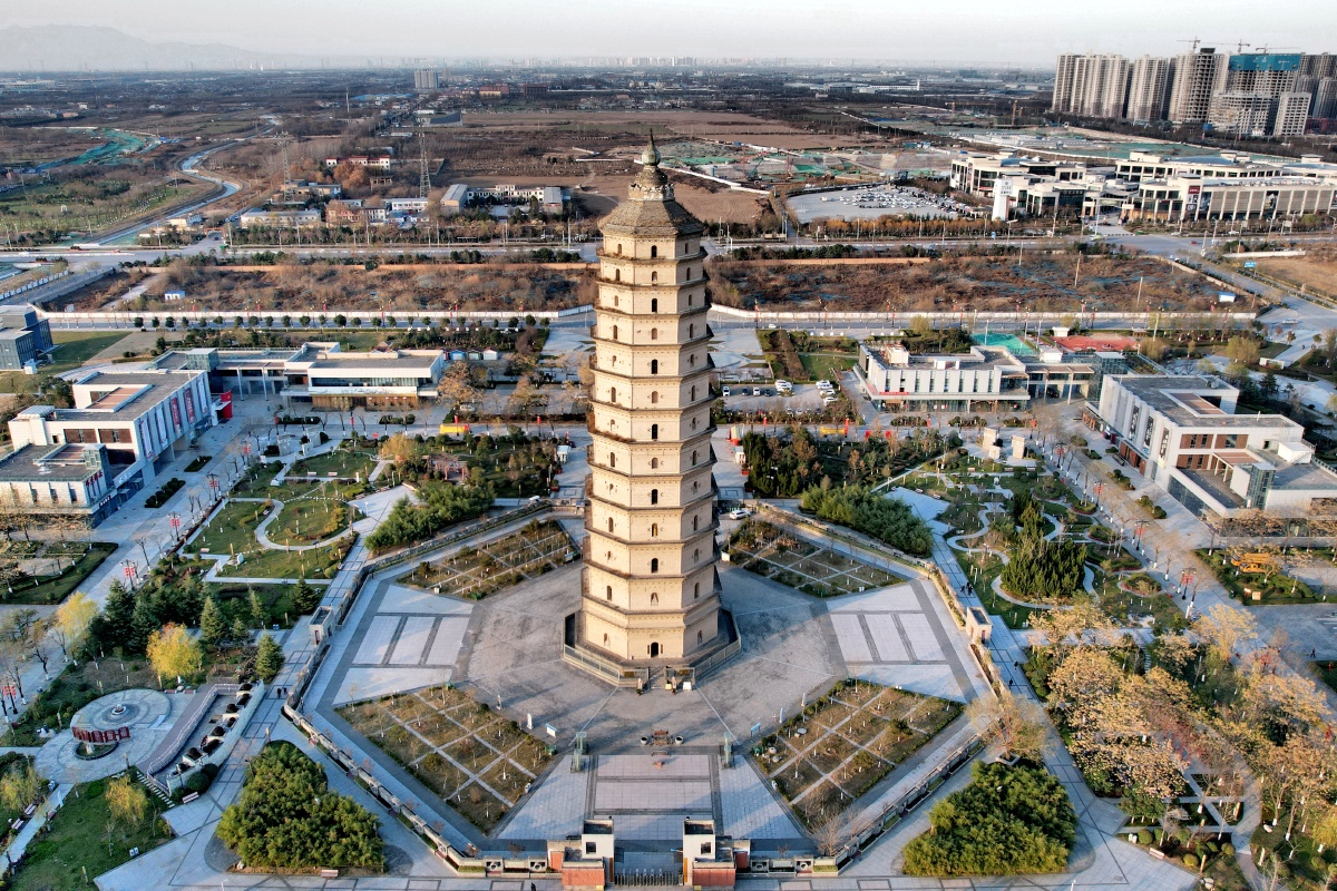陕西咸阳泾阳崇文塔无人机航拍