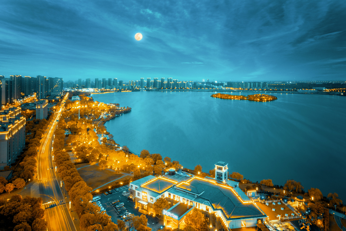 苏城夜色～尹山湖夜景