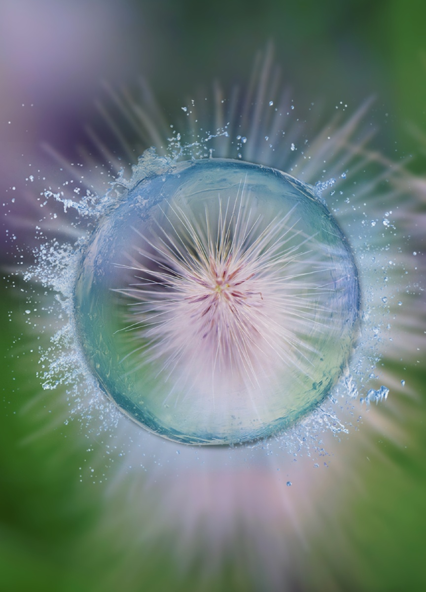 水滴下的狗尾巴草