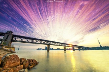 武汉长江大桥日落