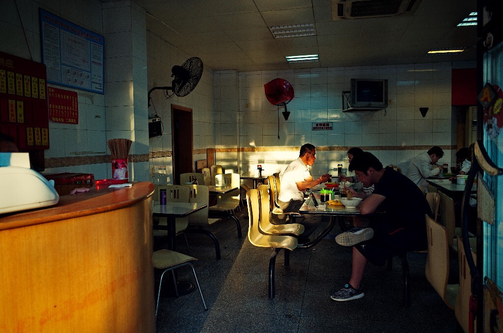 Sun shining in a noodle restaurant