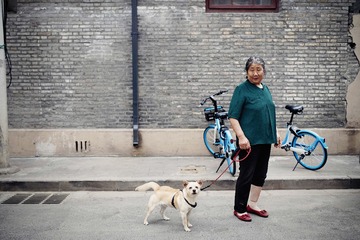 A woman with her dog
