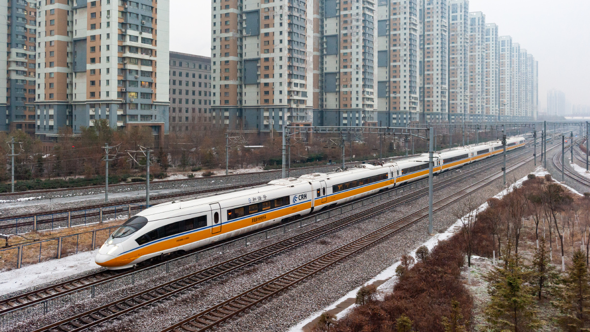 雪中动检,crh380bj-a-0504高速综合检测列车～ - anytrain - 图虫