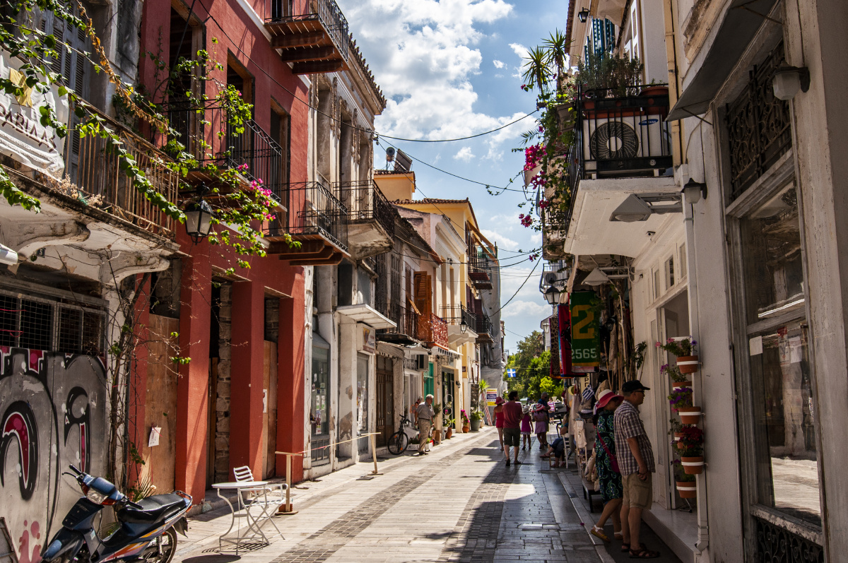 希腊菲拉老城街景浪漫