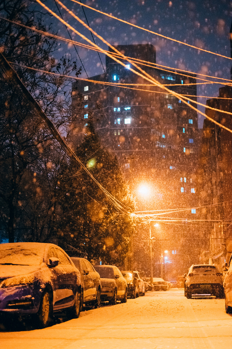 冬日里飘雪的夜