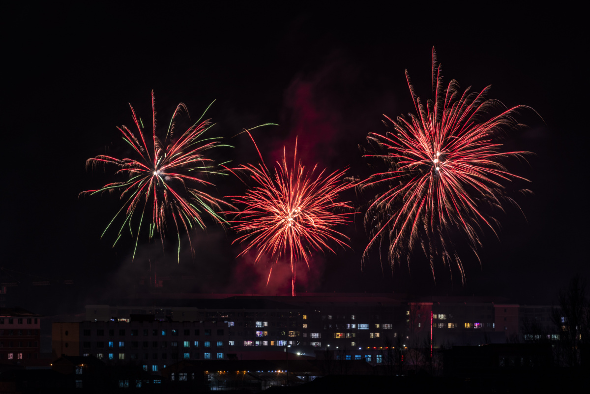 小城除夕夜之烟花