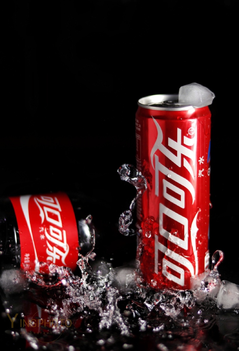 可口可乐水花飞溅及光斑拍摄