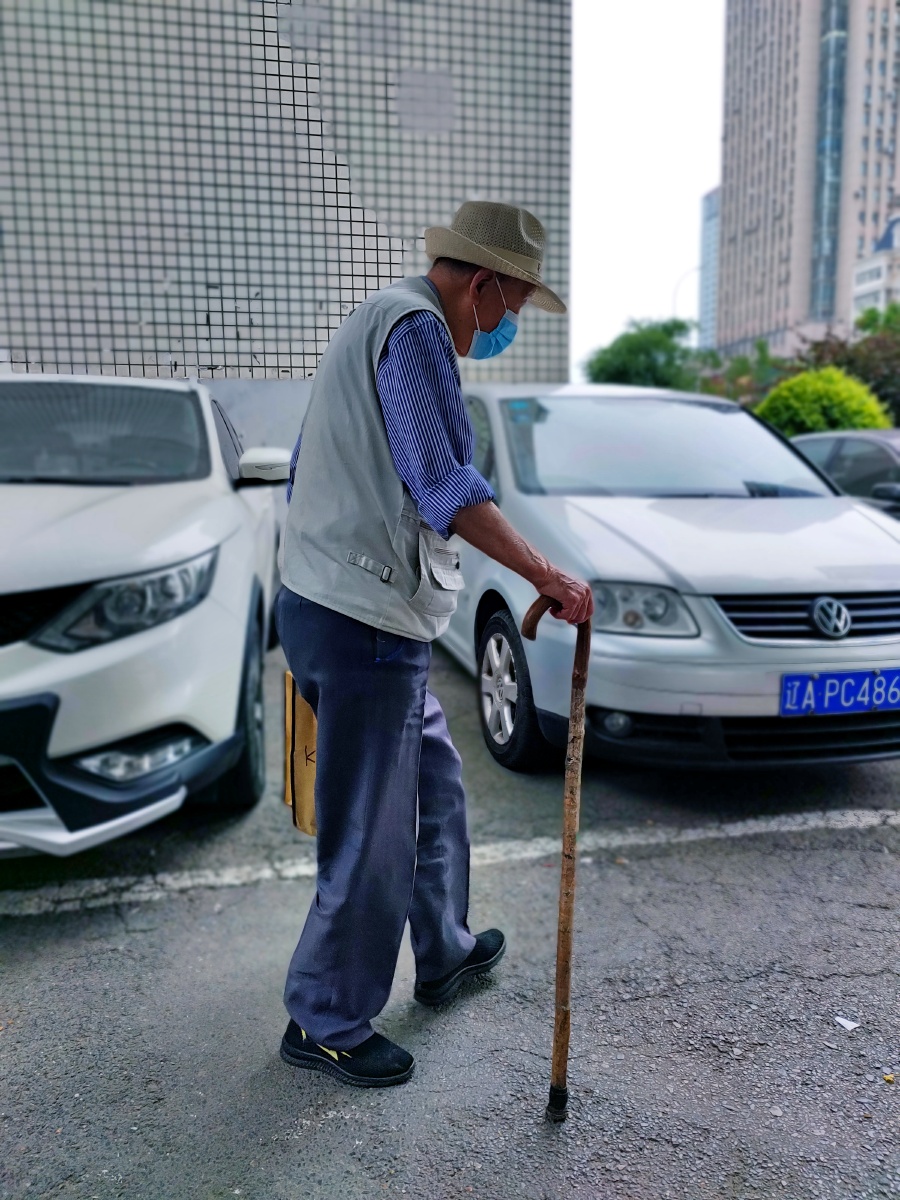 沈阳百岁老人在遛弯儿